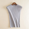 Spring Summer Sleeveless Women Fashion New Solid Color Pleats Casual Slim Free Size Pullover Shirts