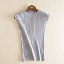 Spring Summer Sleeveless Women Fashion New Solid Color Pleats Casual Slim Free Size Pullover Shirts