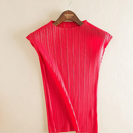 Spring Summer Sleeveless Women Fashion New Solid Color Pleats Casual Slim Free Size Pullover Shirts