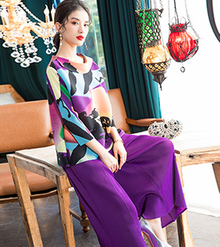 Fashion Printed Elastic Loose Miyake Pleated