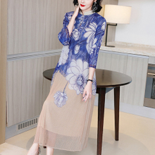 French Print Improved Cheongsam Dress Spring New Women's Chinese Style Plus Size Slim Mother's Dress