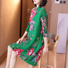 Chinese Style Printed Dress Spring 2021 New Women's Loose Plus Size Age Reducing Pleated Dress