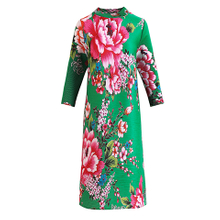 Chinese Style Retro Printing Plus Size Dress Spring 2021 New Women's Loose Pleated Dress