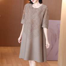 Women Embroidered Pleated Dress Spring 2021 New Women's Loose Plus Size Pleated Dress