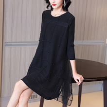 High End Pleated Dress Black Spring Dress 2021 New Women's Loose A-line Dress