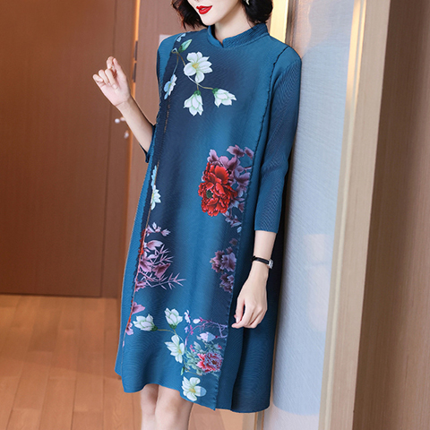 Chinese Style Retro Modified Cheongsam Dress Spring 2021 New Women's Loose Printed Dress