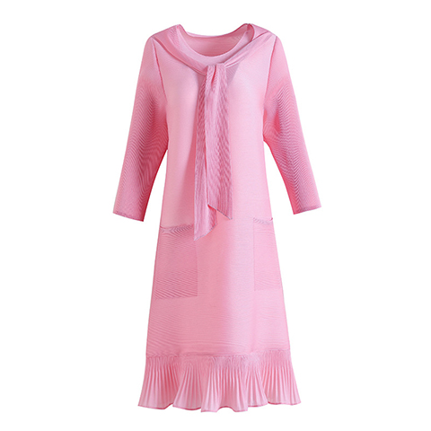 Lady's Loose A-line Fake Two-piece Dress Spring 2021 New Women's Pleated Dress
