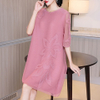 High End Embroidery Plus Size Pleated Dress Spring 2021 New Women Loose Temperament Pleated Dress