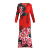 High End Foreign Style Chinese Style Retro Printed Red Mother Dress Spring 2021 New Women's Loose Size Pleated Dress