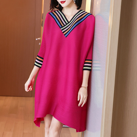 Pleated Loose Age Reducing Dress Spring 2021 New Women's Plus Size A-line Dress