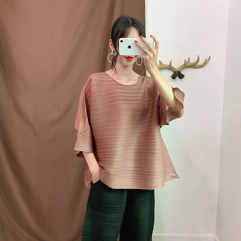 Autumn Women Pleated Fashion New Tidal Tops Loose Big Size Shirts