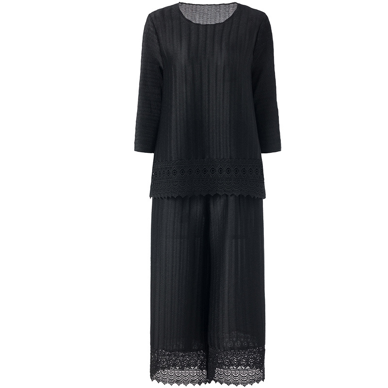 Spring 2020 New Loose Top T-shirt Large Wide Leg Pants Two Piece Pleated Women's Wear