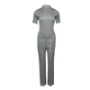 Spring Summer 2020 Women Pleated Suit Women's Short Sleeve Top Fashion Slim Straight Pants Two-piece Set