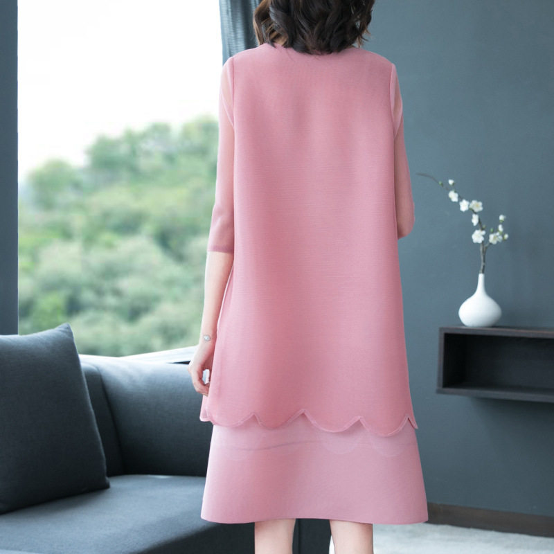 Autumn Women Pleated Pink Dress Fashion New Tidal Loose Big Size Dress