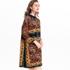 High Neck Leopard Print Women Pleated Tidal Loose Big Size Dress