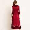 Wrinkle 2019 New Dresses Pleated Solid Color V-neck Lace Velvet Boutique Elegant Dresses