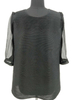 Autumn New Lace Transparent Middle Sleeve Formal Long O-neck Lantern Sleeve Pleat T Shirt