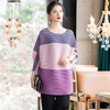 Women Pleated Tops Large Stripe Print Spring 2020 New Relaxed Belly Covering T-shirt