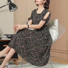 Fashion Printed Large-size Pleated Dresses Summer 2019 New Women's Elegant Dresses