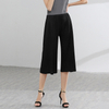 Women Casual Pleated Pants Basic Style Slack Broad-legged Straight Trousers
