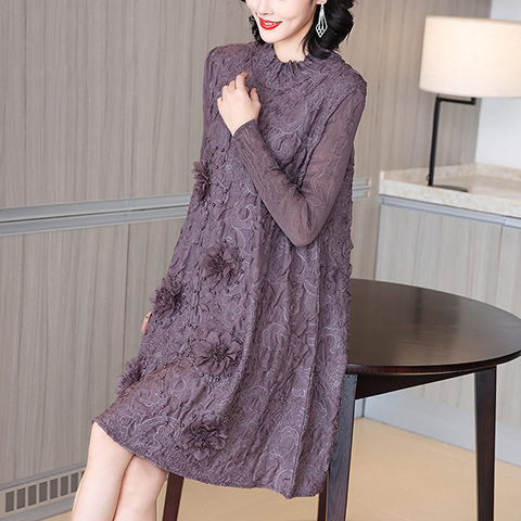 High End Embroidered For Women's Autumn And Winter New Style A-line Pleated Dress