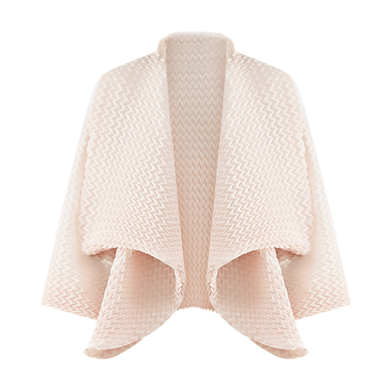 New Handmade Pleated Women's Autumn Loose Bat Sleeve Solid Color Lapel Long Sleeve Coat