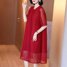 Women's Dress Spring 2021 New Female Red Mother's Pleated Dress