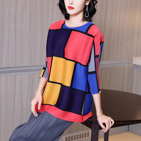 2021 New Early Spring Printed Shirt Blouse Retro Hong Kong Style Loose Long Sleeve T-shirt