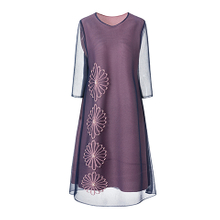 Pleated High-end Foreign Style Mesh Beaded Dress Spring 2021 New Women's Loose Plus Size