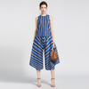 Women's Wear Spring And Summer Printed Stripe Casual Top Wide Leg Pants Women's Suit