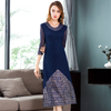 New Soft Women Pleated Autumn Fashion Lady Elegant Printing Lace Long Dress