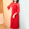 New Spring Summer Dresses Lady Elegant Lace Lantern Sleeve Slim Large Size Dresses
