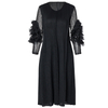 Spring Women Pleated Fashion New Solid Color Lace Puff Sleeves Loose Long Sleeves Lady Dress