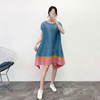 Pleated Dress 2020 Summer New Color Contrast Large Size Pleated A-line Dress