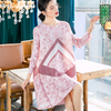 Pleated Dress 2020 Spring New Belly Covering Loose Printed Women Dress