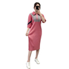 Pleated Lapel Color Blocking Dress 2019 Winter New Large Women's Dress