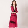 Women Ink Painting Summer Dress V Collar Fashion New Pleated Dress