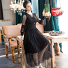 Women Lace Large Dress 2020 Spring New Slim Pleated Long Patchwork Dress