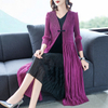Winter Autumn Womne Pleated Fashion New Tidal Lace Lady Fake Two Pieces Elegant Dress