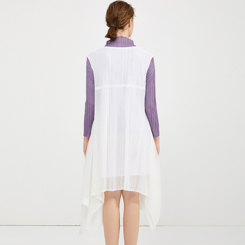 Spring 2020 New White Pleated Dress Round Neck Sleeveless Women's Loose Large Dress