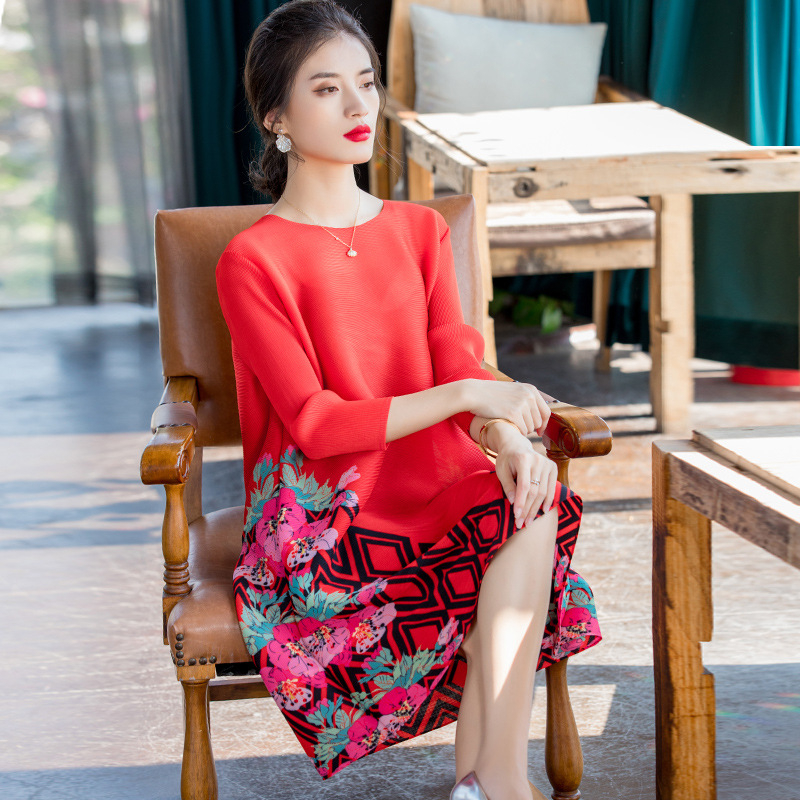 Fashionable Large Size Belly Covering Dress New Women's Dress In Early Spring 2020 Printed Loose A-line Dress