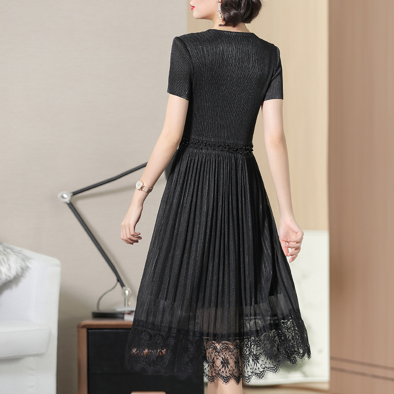 Women Pleated Tidal Lace Dress New Summer Lady Elegant Dress