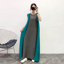 Autumn Women Pleated Fashion New Tidal Loose Big Size Patchwork Dress