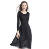 The New Vertical Pleated Lace Slim Fashion Vintage A-line Knee-length O-neck Spring Women's Dress