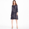 Autumn Women Fashion New Original Design Pleated Printing Casual Long Sleeves Dress