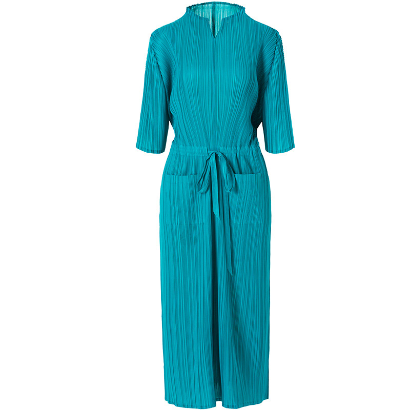 Large Pleated Dress 2020 Spring New Women's Long Slim One-step Dress