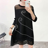 Women Pleated Oversized Dress Spring New Fashion Ethnic Style Plate Flower Loose Half Sleeve Dress