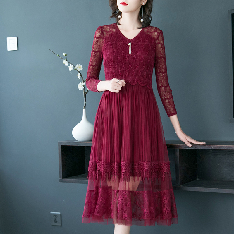 Autumn Women Pleated Fashion New Pleats Dress Lady Elegant Big Size Dress