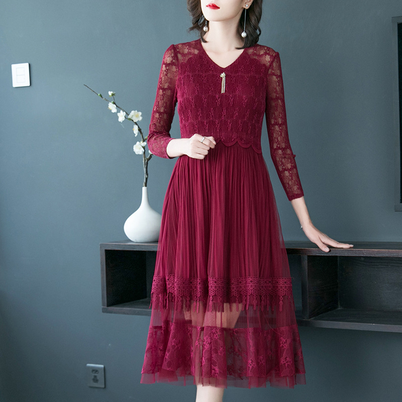 Autumn Women Pleated Fashion New Pleats Dress Lady Elegant Big Size Dress