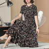 Printed Dresses New Long Elegant Women's Decorated Pleated Dress